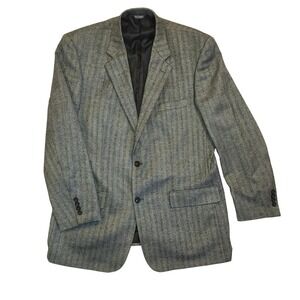 Botany 500 Mens Grey Herringbone Lambswool Blazer Sport Coat 44 Long 44L
